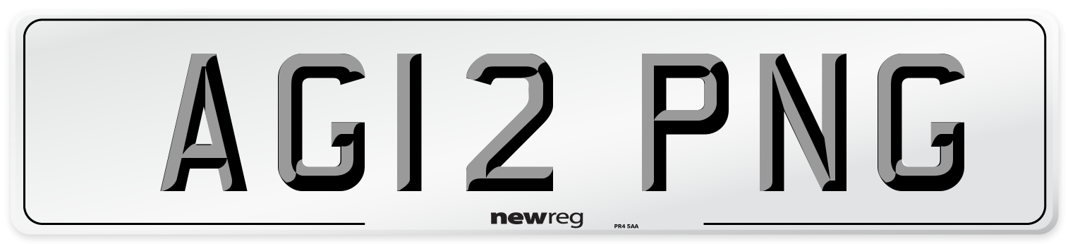 AG12 PNG Number Plate from New Reg